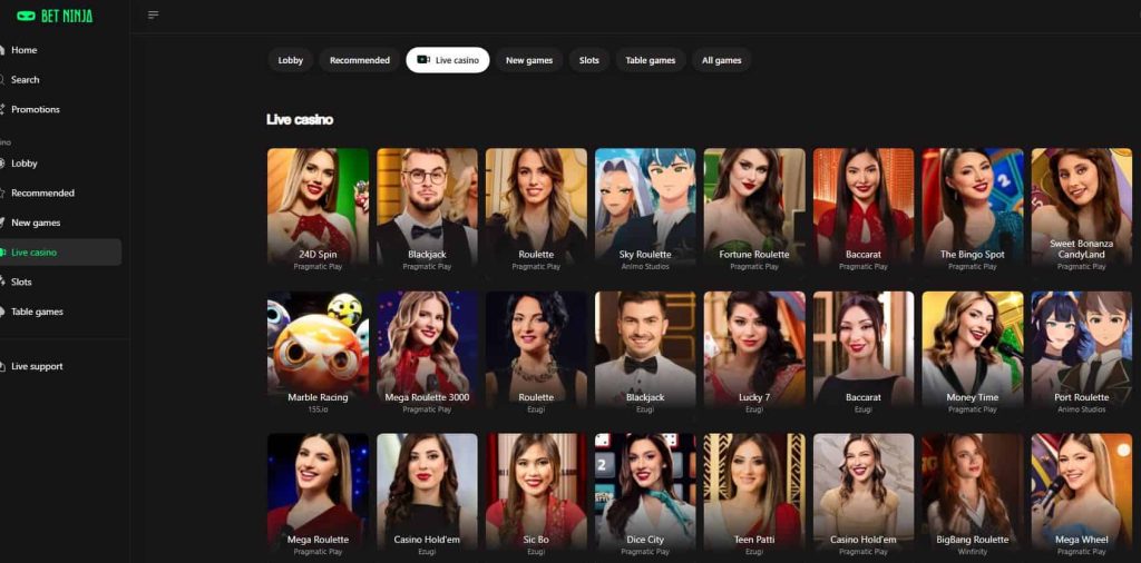 betninja live casino